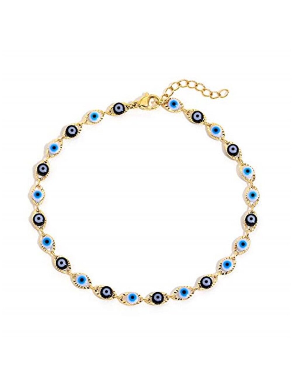 Evil Eye Beaded Anklet Bracelets for Women, 14K Gold Plated Ankle
